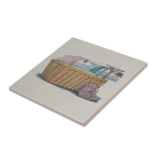 Wäscherei auf Wäscheleine Fliese (Seite)