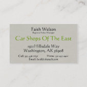 Wäscherei auf Wäscheleine Visitenkarte (Rückseite)