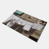 Wäscherei auf Wäscheleine von Balkontürmatte Fußmatte (Schrägansicht)