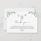 Wäscherei Blue Greenery Baby Dusche Dankeskarte (Vorderseite)