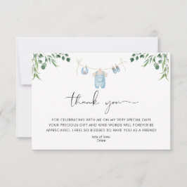 Wäscherei Blue Greenery Baby Dusche Dankeskarte