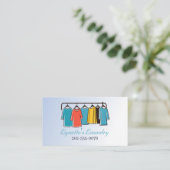 Wäscherei Bügeln Trockenreinigung Blau Visitenkarte (Stehend Vorderseite)