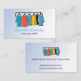 Wäscherei Bügeln Trockenreinigung Blau Visitenkarte