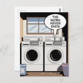Wäscherei der Arbeit endet nie Postkarte (Vorne/Hinten)