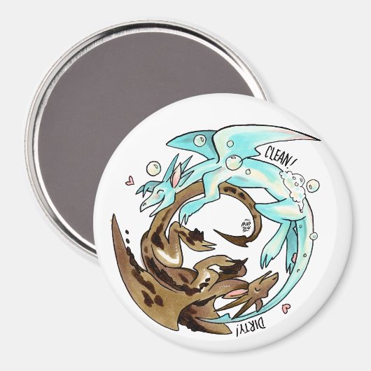 Wäscherei Dragons Geschirrspüler Magnet! Magnet (Vorderseite/Rückseite)