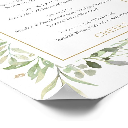 Wäscherei Grüne Getränke Menü Zeichen Poster (Ecke)