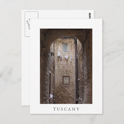 Wäscherei in der Toskana, weiße Postkarte (Vorne/Hinten)