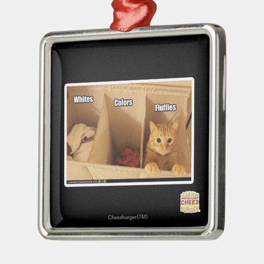 Wäscherei-Katze Silbernes Ornament (Links)