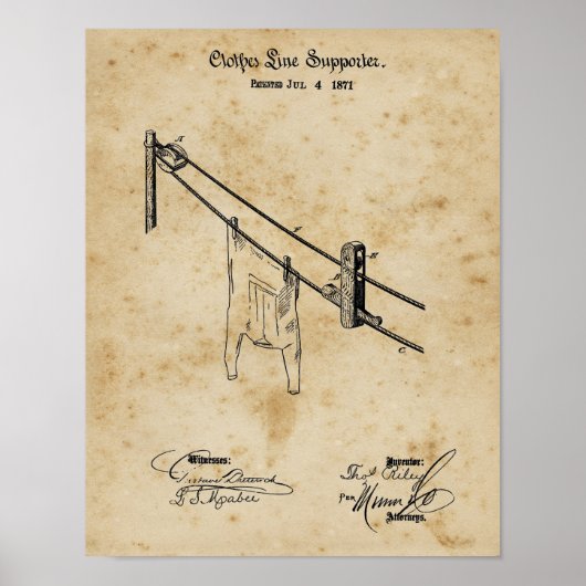 Wäscherei Kleidung Linie Blueprint Art Poster (Vorne)