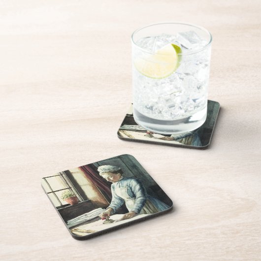 Wäscherei-Mädchen, c.1880 Getränkeuntersetzer (Rechte Seite)