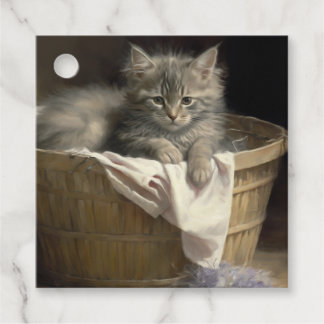 Wäscherei oder Spielzeit Gray Kitten Portrait Gesc Geschenkanhänger