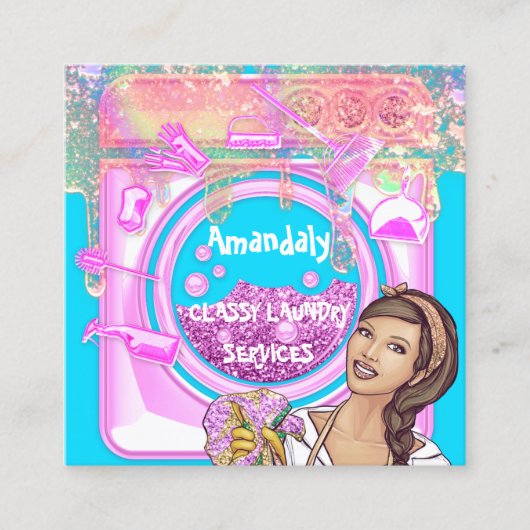 Wäschereireinigungsdienste QRCode-Logo Quadratische Visitenkarte (Vorderseite)