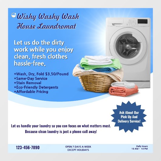 Wäscheservice anpassen fensteraufkleber (Blatt)