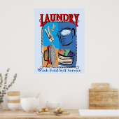 Wäscheservice, Bügeleisen, Buttone, Seife Poster (Küche)