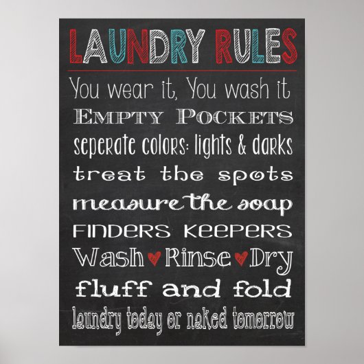 Wäscheservice Chalkboardunterschrift Poster (Vorne)