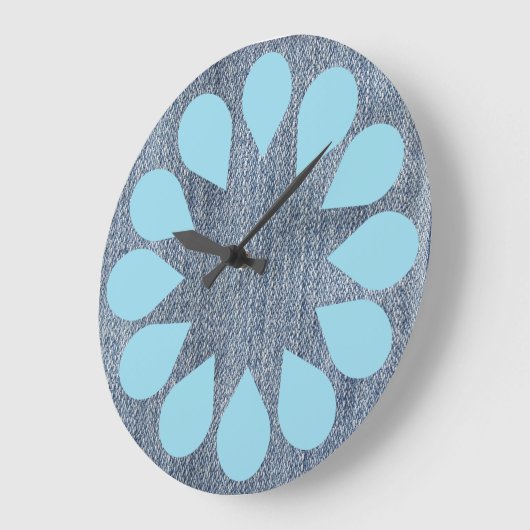 Wäscheservice Denim Spin Cycle Große Wanduhr (Winkel)