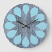 Wäscheservice Denim Spin Cycle Große Wanduhr (Vorderseite)