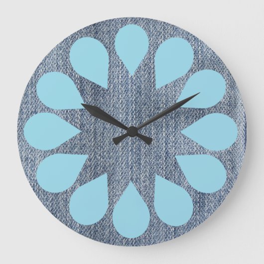 Wäscheservice Denim Spin Cycle Große Wanduhr (Vorderseite)