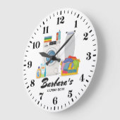 Wäscheservice personalisierbare Wandklemme Große Wanduhr (Winkel)
