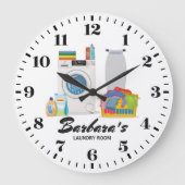 Wäscheservice personalisierbare Wandklemme Große Wanduhr (Vorderseite)