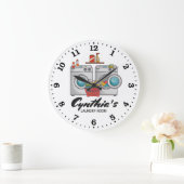 Wäscheservice personalisierbare Wandklemme Große Wanduhr (Zuhause)