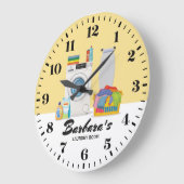 Wäscheservice personalisierbare Wandklemme Große Wanduhr (Winkel)