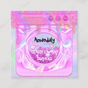 Wäscheservice QR-Code-Holograph Quadratische Visitenkarte