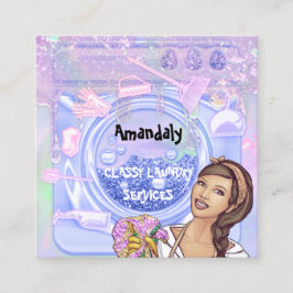 Wäscheservice QR-Code-Holograph Quadratische Visitenkarte