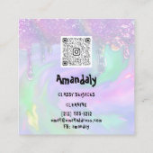 Wäscheservice QR-Code-Holograph Quadratische Visitenkarte (Rückseite)