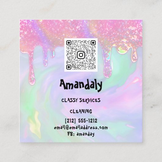 Wäscheservice Reinigungsdienst QR Code Haushaltshi Quadratische Visitenkarte (Rückseite)