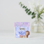 Wäscheservice Reinigungsservice QR Code Blau grau Quadratische Visitenkarte (Stehend Vorderseite)