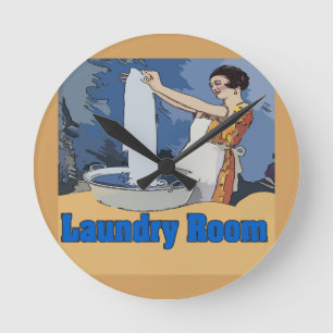 Wäscheservice Runde Wanduhr