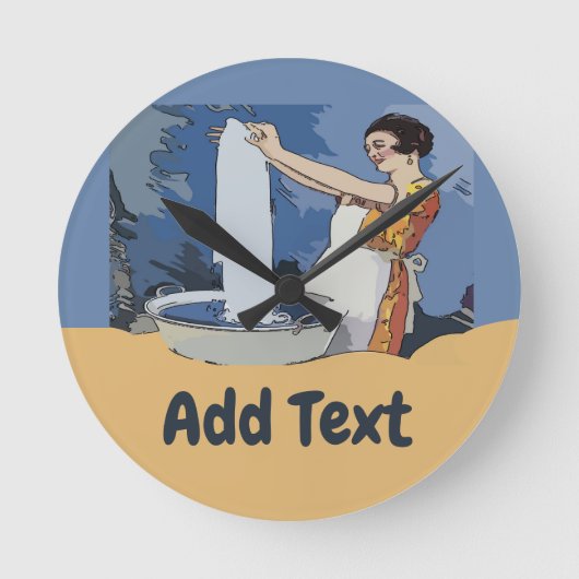 Wäscheservice Uhr, Name oder Text hinzufügen Runde Wanduhr (Vorderseite)