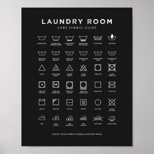 Wäscheservice Zimmer Symbol Guide Chalk Style Sign Poster (Vorne)