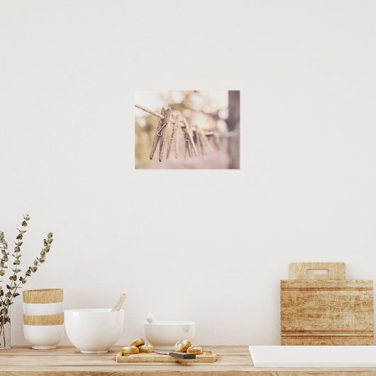 Wäschespinne auf einer Linie Poster (Küche)