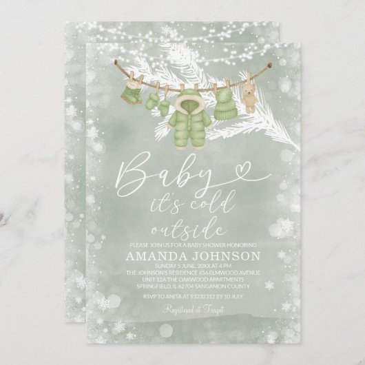 Wäscheständer Grün kalte Außendusche Einladung (Vorne/Hinten)