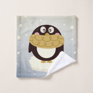 Wäschestoff mit Pinguinschwarzem Waschlappen