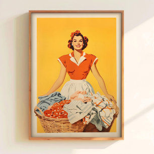 Wäschetag-Druck Happy-Hausfrau-Plakat Badezimmer Poster