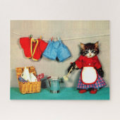 Wäschetag für Tabby Kätzchen Puzzle (Horizontal)