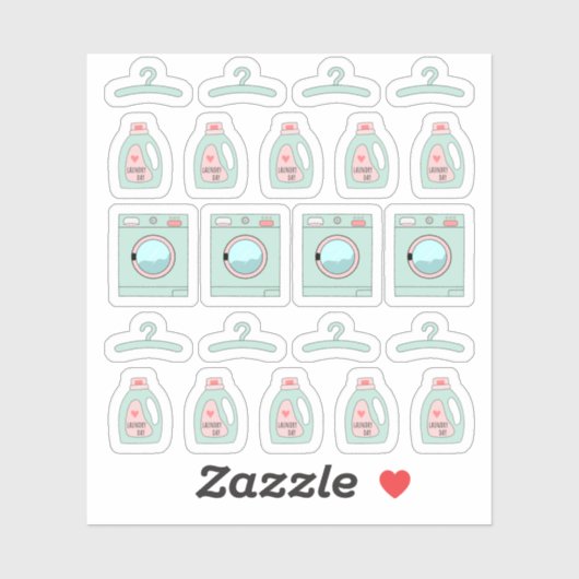 Wäschetag Reinigungs- und Wäschetrockner Aufkleber (Blatt)