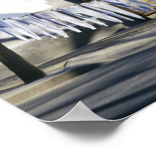 Wäschetrocknen auf Wäscheleinen Poster (Ecke)