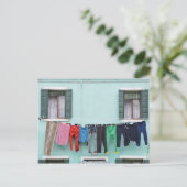 Wäschetrocknung mit Wäscheleine, Postkarte (Stehend Vorderseite)