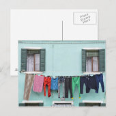 Wäschetrocknung mit Wäscheleine, Postkarte (Vorne/Hinten)