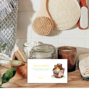 Wäschewanne Gummiente Windel Raffle Baby Shower  Begleitkarte