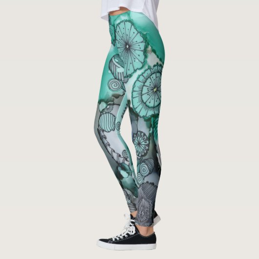 Waschgrün Abstrakte Leggings (Links)