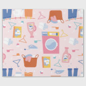 Waschküche Waschmaschine Reinigungsmaschine Hausfr Geschenkpapier (Flach)