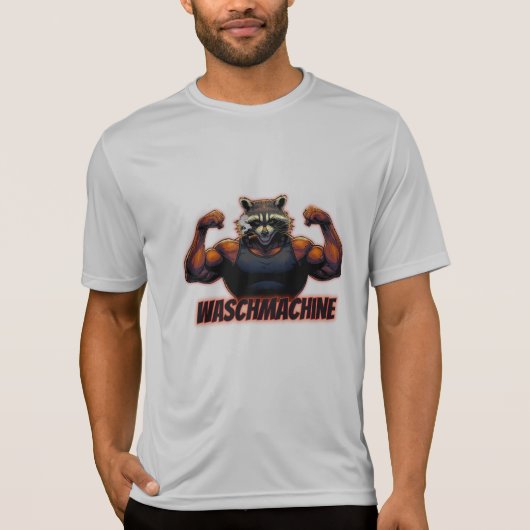 Waschmachine – Strong Raccoon Gym Design T-Shirt (Vorderseite)