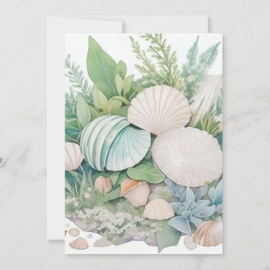Waschmaschine mit grüner Seashell Whimsical Meadow Einladung (Rückseite)