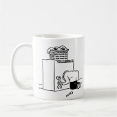 Waschmaschine Reparatur Mann Kaffeekocher Tasse (Links)