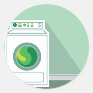 Waschmaschine-Waschküche Runder Aufkleber
